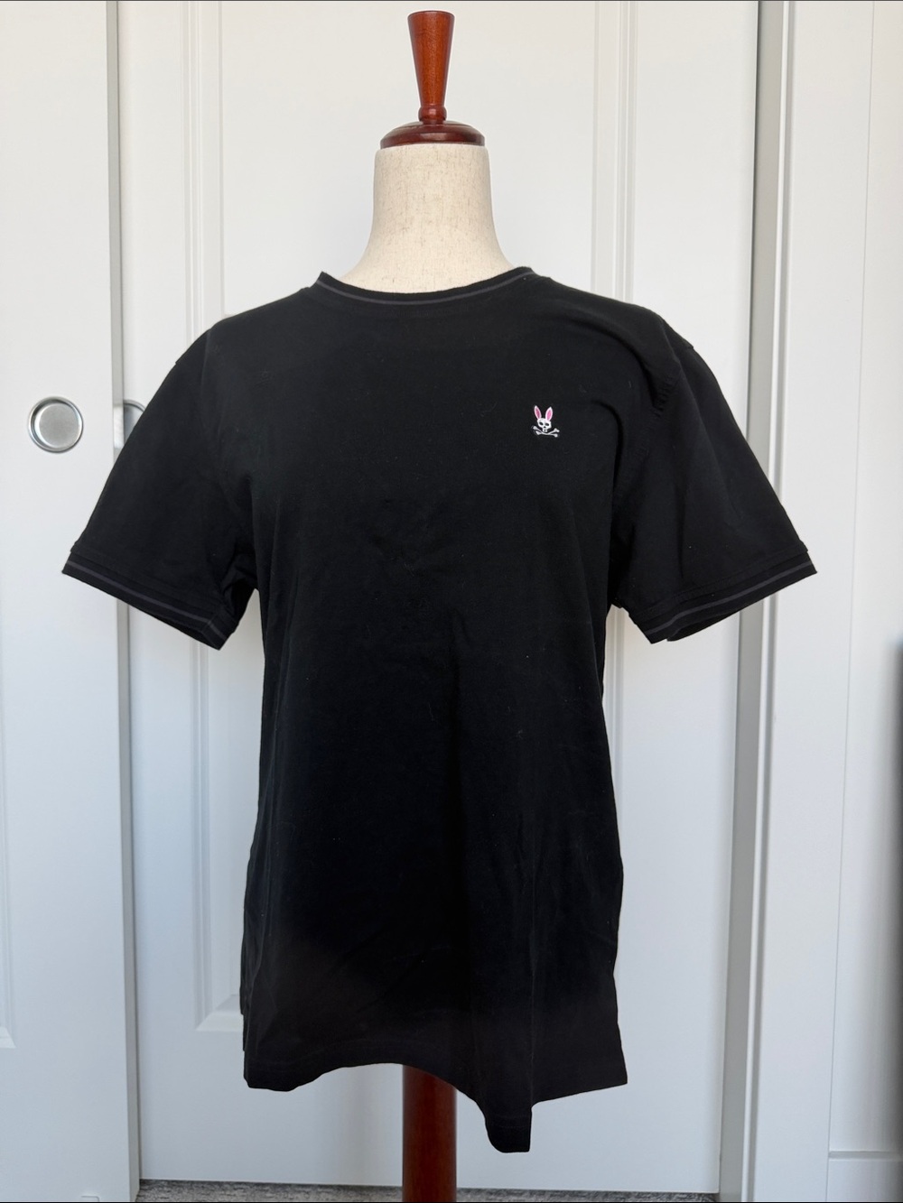 Psycho Bunny Black Tee with Pink Logo - Men's Short Sleeve